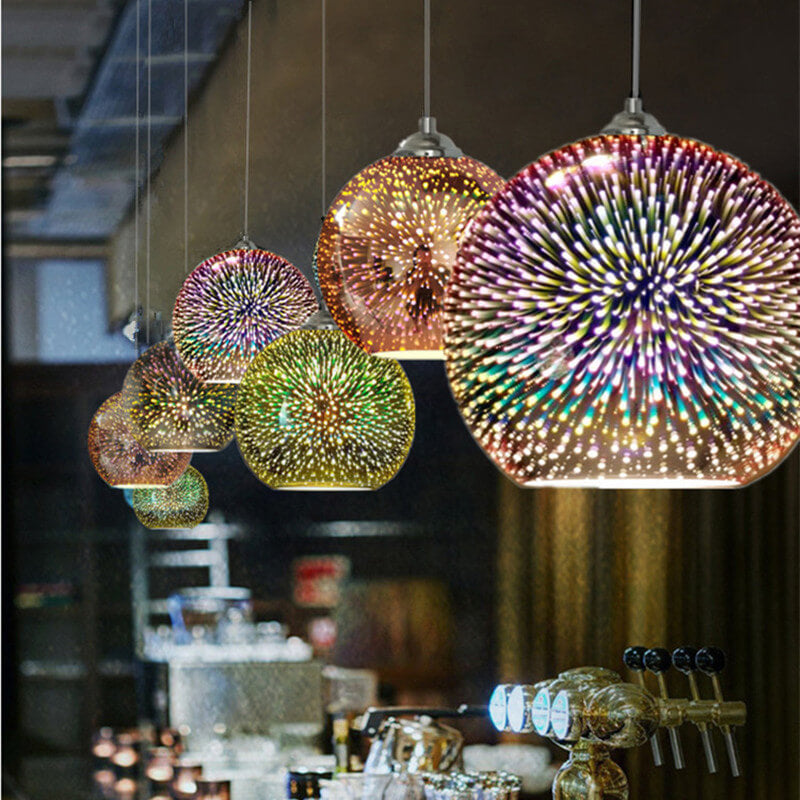 Lisslune | Modern creative 3D colorful firework glass 1-light dome pendant lamp