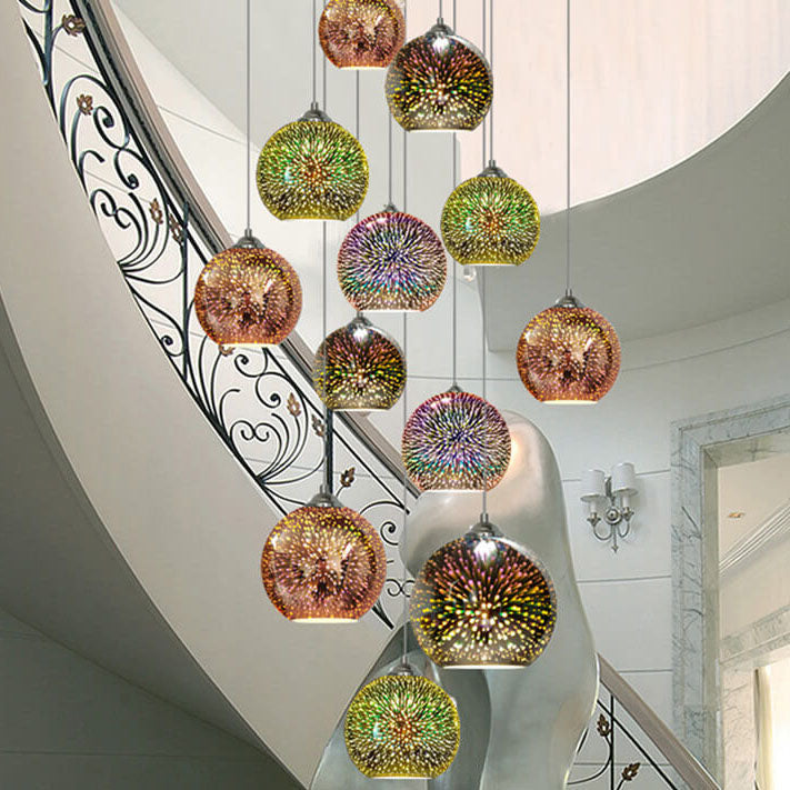 Lisslune | Modern creative 3D colorful firework glass 1-light dome pendant lamp