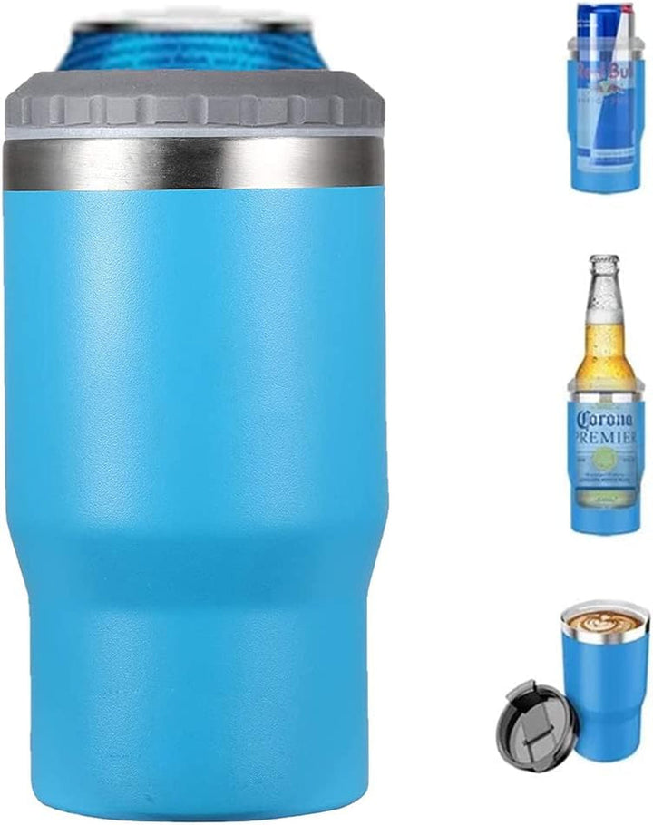 Lisslune | 4 in 1 stainless steel can/bottle insulator, 14Oz two-way lid SUS insulated can cooler, beer bottle holder (Black)
