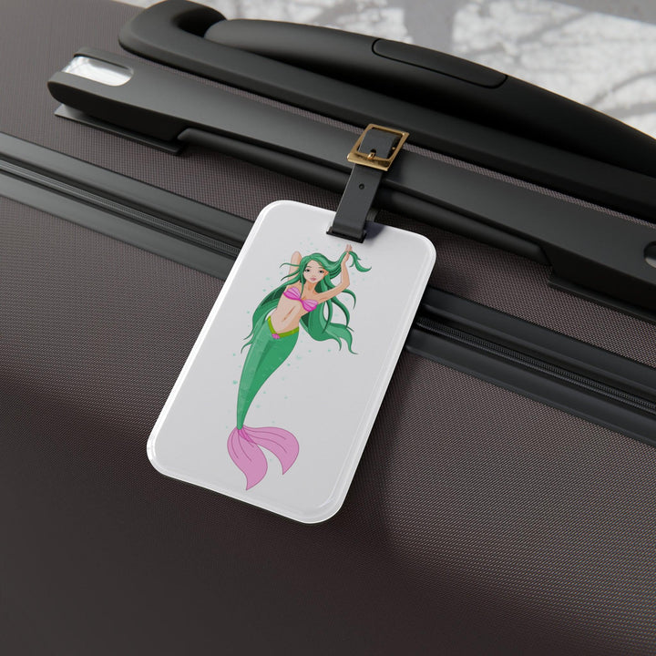 Lisslune | Stylish mermaid-themed acrylic luggage tag set with custom leather strap