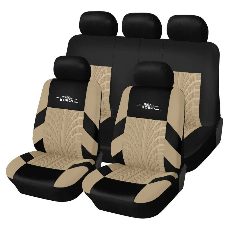 Lisslune | Universal Fit Embroidered Car Seat Cushions with Tire Track Detail