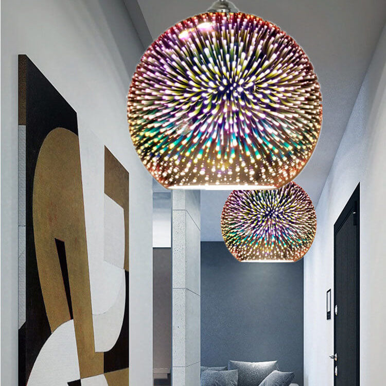 Lisslune | Modern creative 3D colorful firework glass 1-light dome pendant lamp