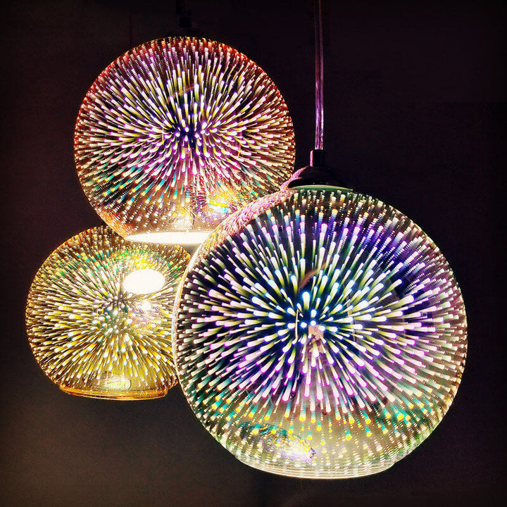 Lisslune | Modern creative 3D colorful firework glass 1-light dome pendant lamp