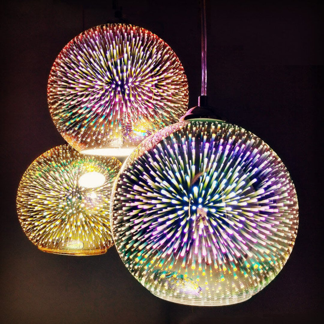 Lisslune | Modern creative 3D colorful firework glass 1-light dome pendant lamp