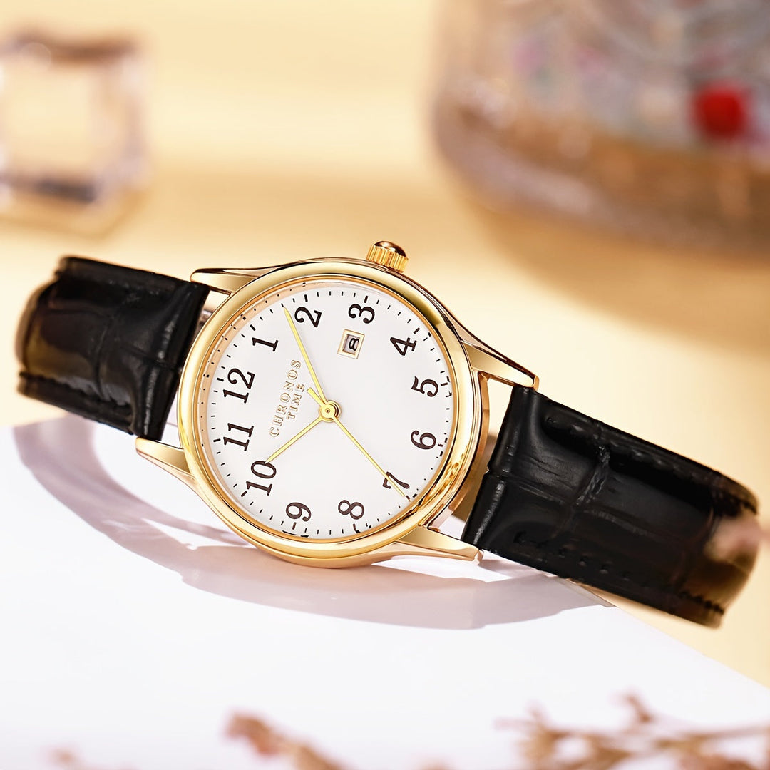 Lisslune | Elegant Women’s Watch – Quartz Wristwatch with Synthetic Leather Strap | Perfect Gift for Her