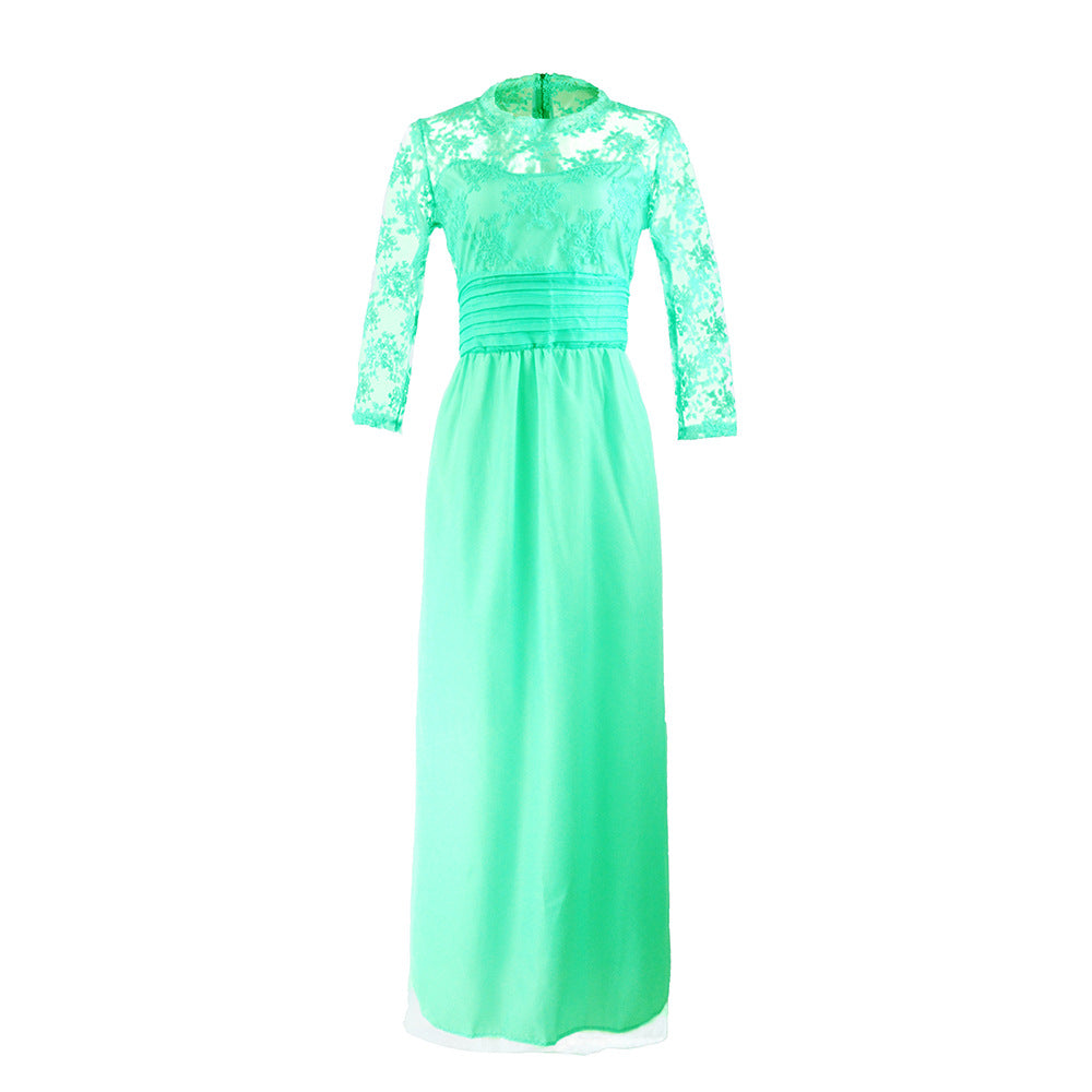 Ladies Elegant Evening Dress with Transparent Lace and Chic Skirt Lisslune