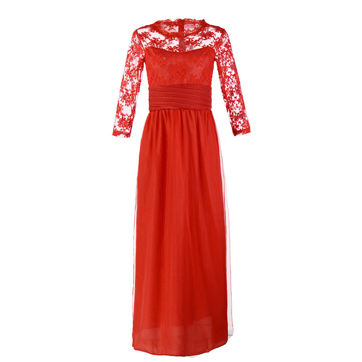 Ladies Elegant Evening Dress with Transparent Lace and Chic Skirt Lisslune