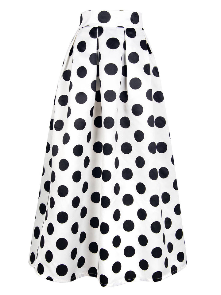 Ladies' A-line skirt with large polka dot pattern Lisslune