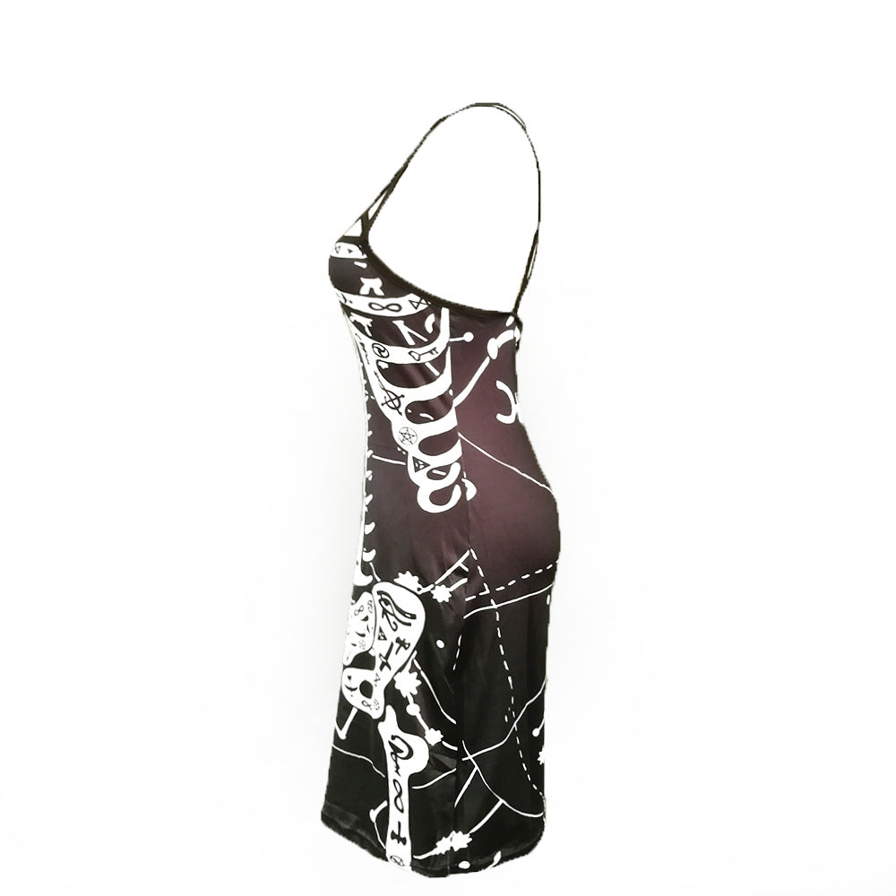 Women's figure-hugging midi dress with graphic print Lisslune