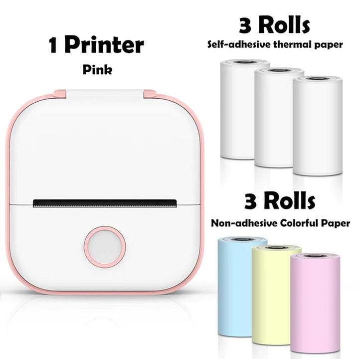 Lisslune | T02 Portable Mini Wireless Thermal Pocket Printer Self-Adhesive Stickers Used for DIY, Journal Stickers Portable Printer