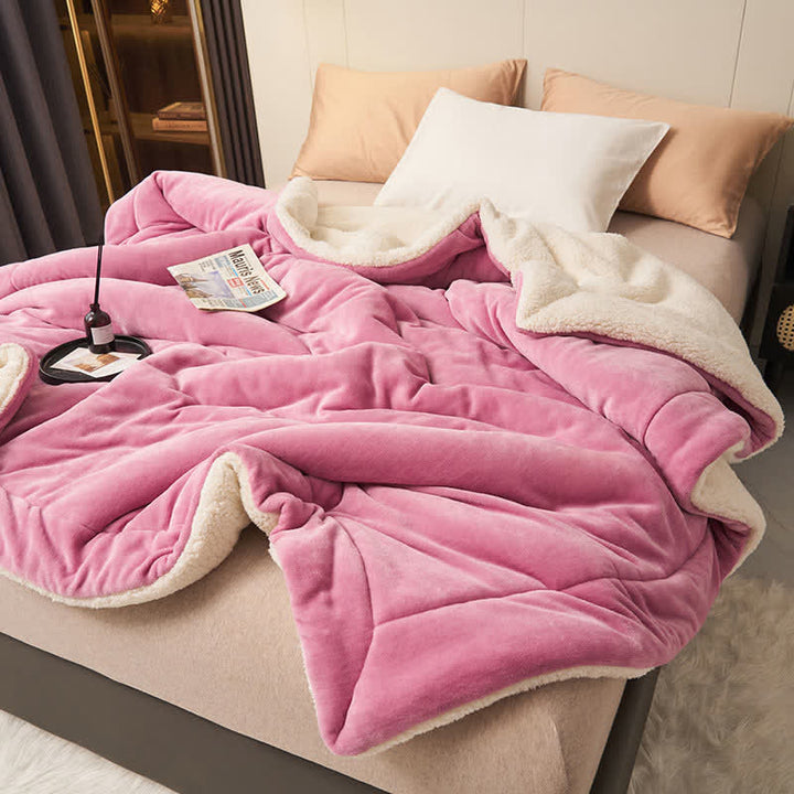 Lisslune | Solid thick double-sided velvet cube blanket
