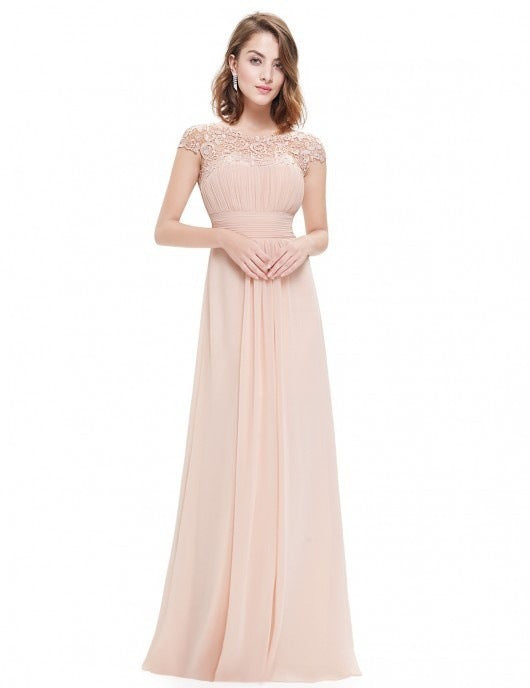 Ladies Elegant Maxi Dress with Lace Top and Flowing Skirt