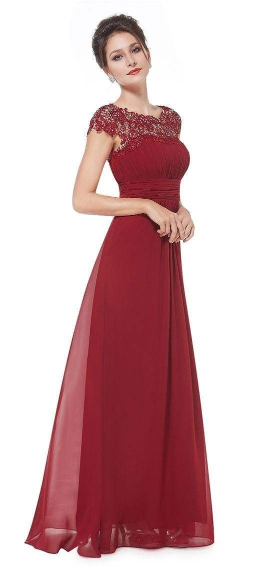 Ladies Elegant Maxi Dress with Lace Top and Flowing Skirt