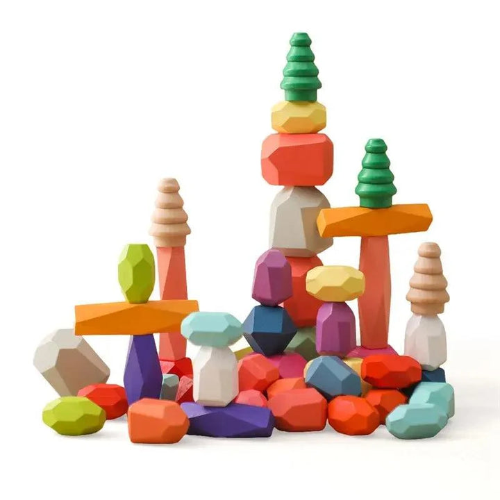 Lisslune | Colorful Wooden Building Blocks Set for Creative Learning and Logical Development