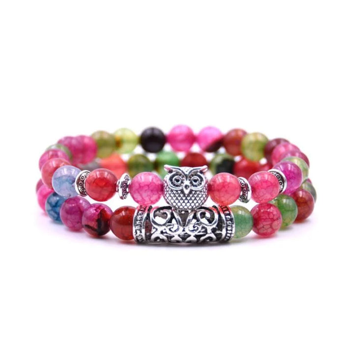 Lisslune | Owl Charm Natural Stone Bracelet