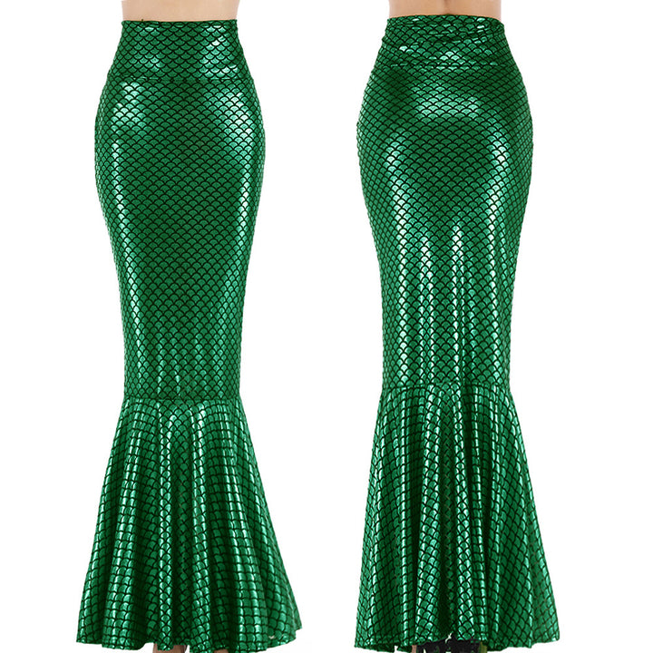 Women's mermaid skirt with shiny scale pattern and flared hem Lisslune