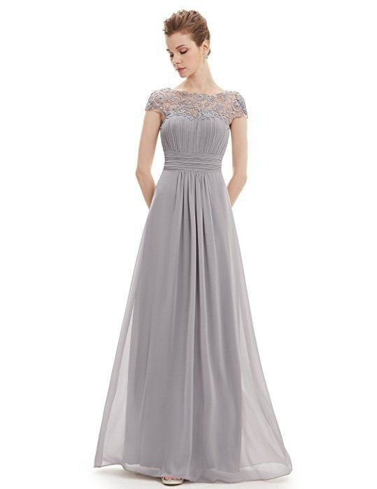 Ladies Elegant Maxi Dress with Lace Top and Flowing Skirt