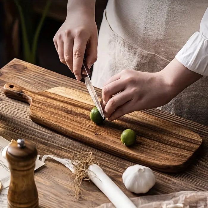 Lisslune | RusticChef - Wooden Cutting Board with Handle for Cooking and Serving