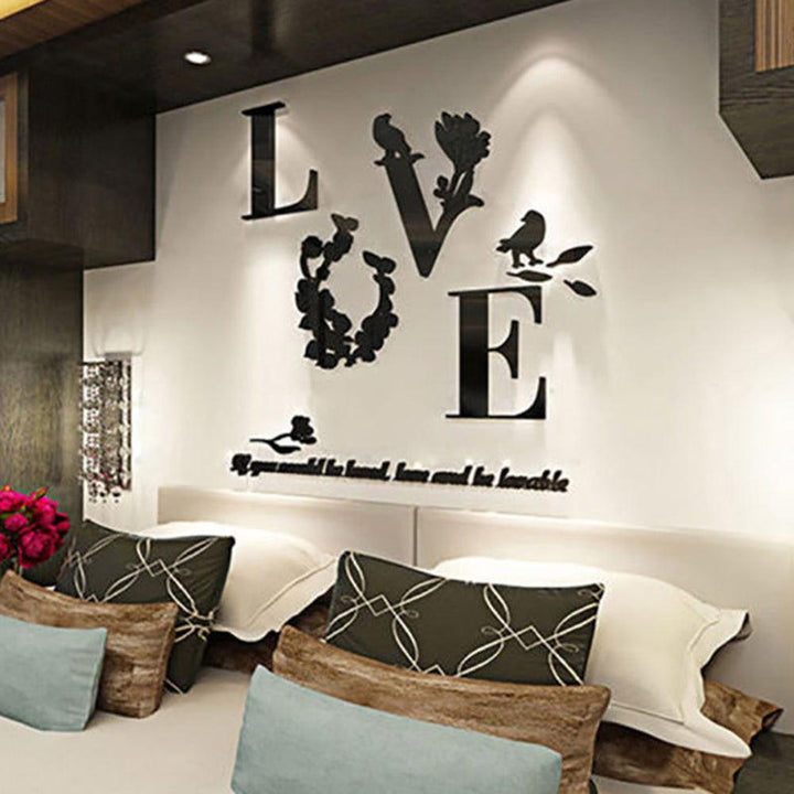 Lisslune | Enchanting 3D Lovebirds Flower Wall Stickers - Easy to Apply & Remove