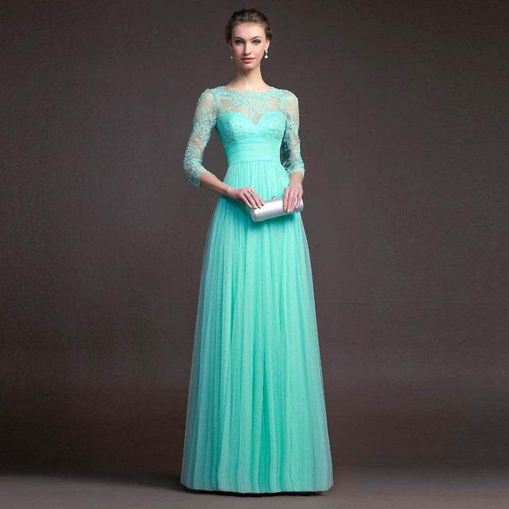 Ladies Elegant Evening Dress with Transparent Lace and Chic Skirt Lisslune