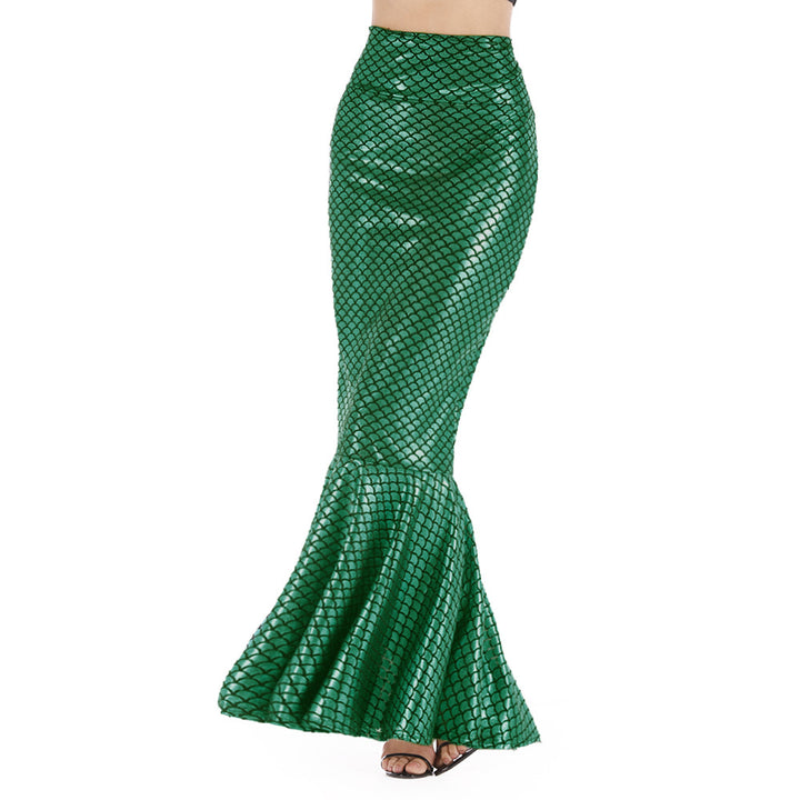 Women's mermaid skirt with shiny scale pattern and flared hem Lisslune
