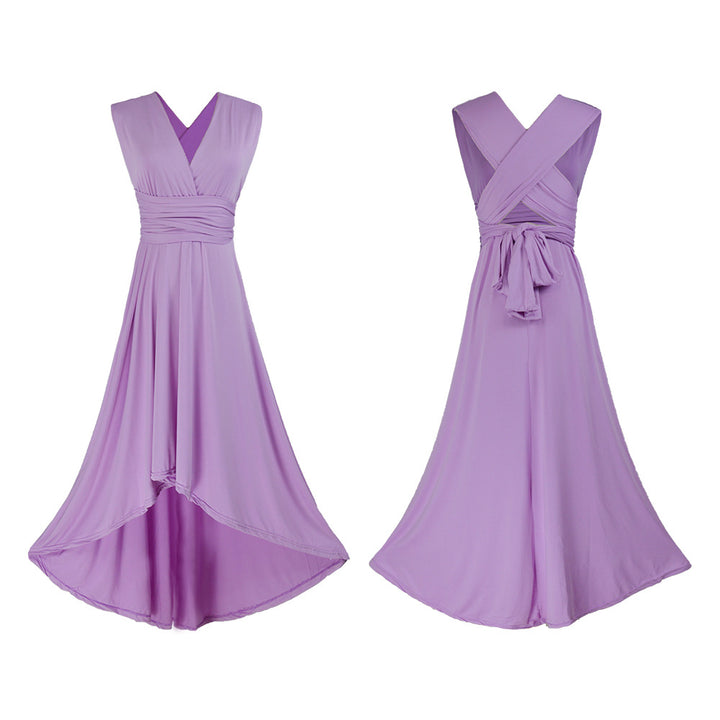 Women's maxi dress with flowing A-line cut and deep V-neck