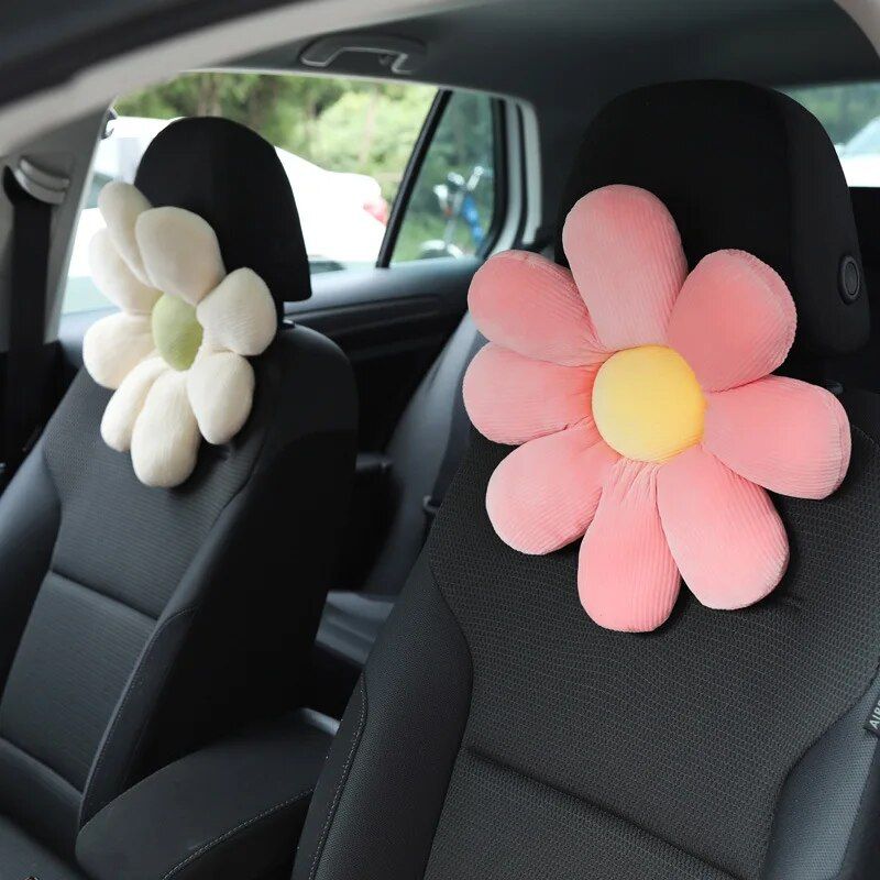 Lisslune | Soft Flower Car Neck and Waist Cushion with Seatbelt Shoulder Pad