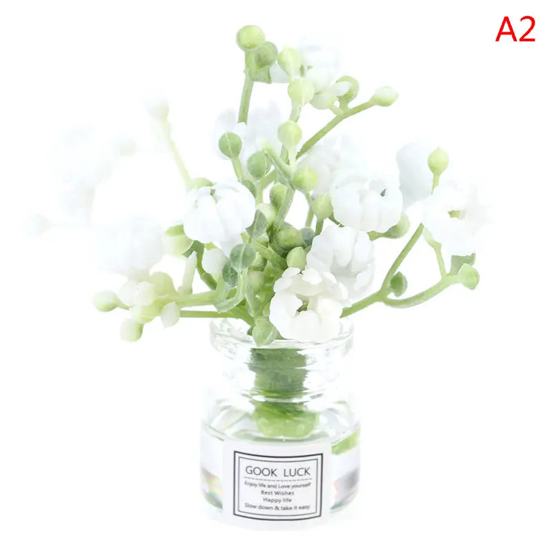 Lisslune | Hanging Mini Glass Vase Wind Chimes with Mini Flower Decor for Home and Dollhouse