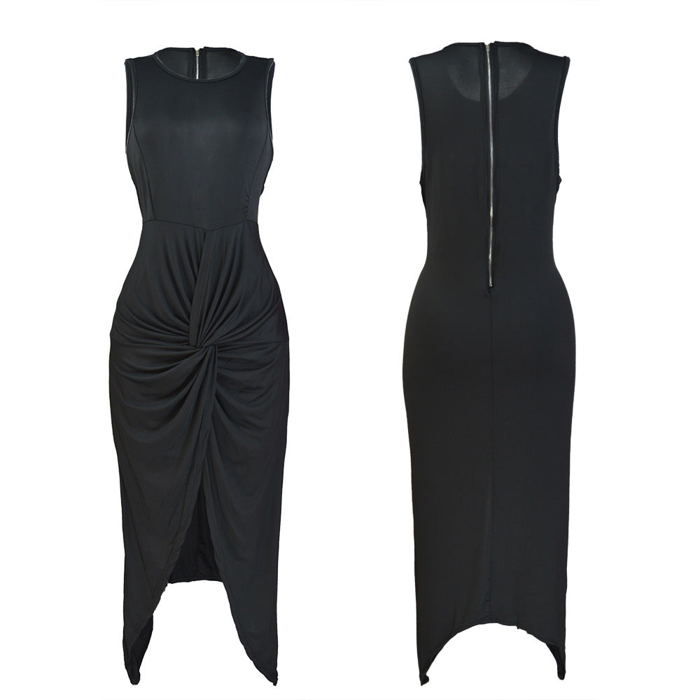 Ladies Elegant Wrap Dress with Exciting Slit and Sophisticated Gathering