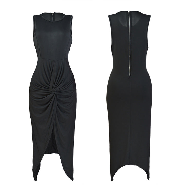 Ladies Elegant Wrap Dress with Exciting Slit and Sophisticated Gathering