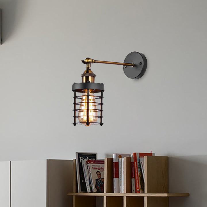 Skørter | Metal Striped Wall Lighting Industrial Rustic 1 Light Indoor Mini Wall Model Lighting with Cylindrical Shade