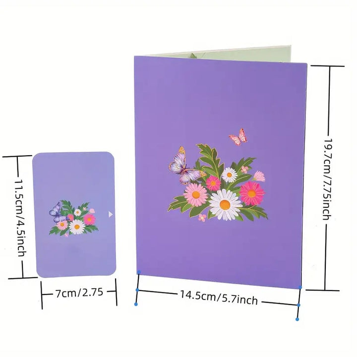 Lisslune |  Vibrant 3D  Butterfly & Daisy Pop-Up Greeting Card