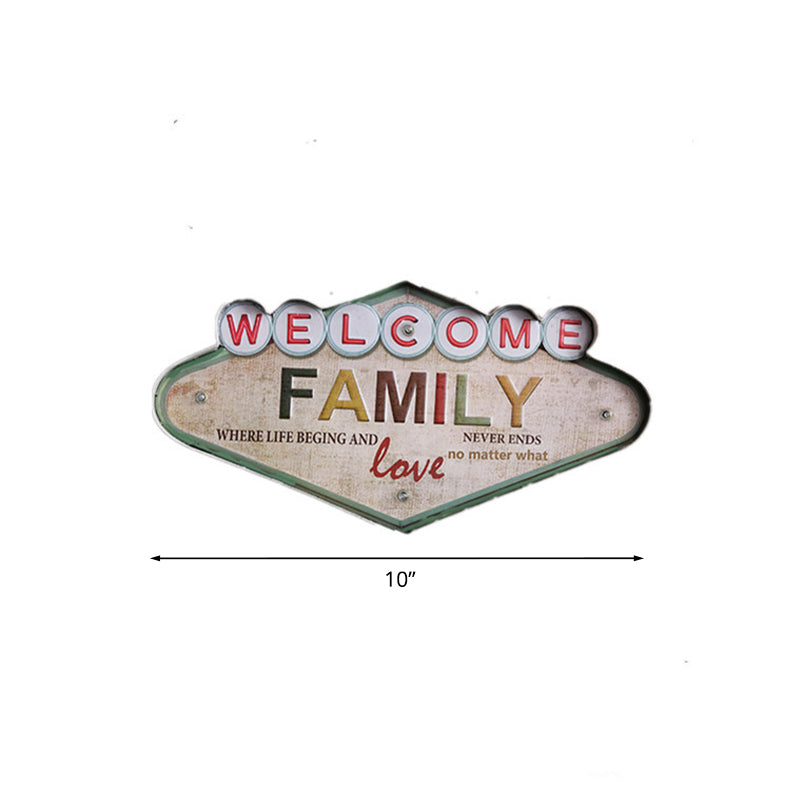 Skørter | Vintage Welcome Signs Wall Lamp Iron Wine Club LED Night Light in Distressed White