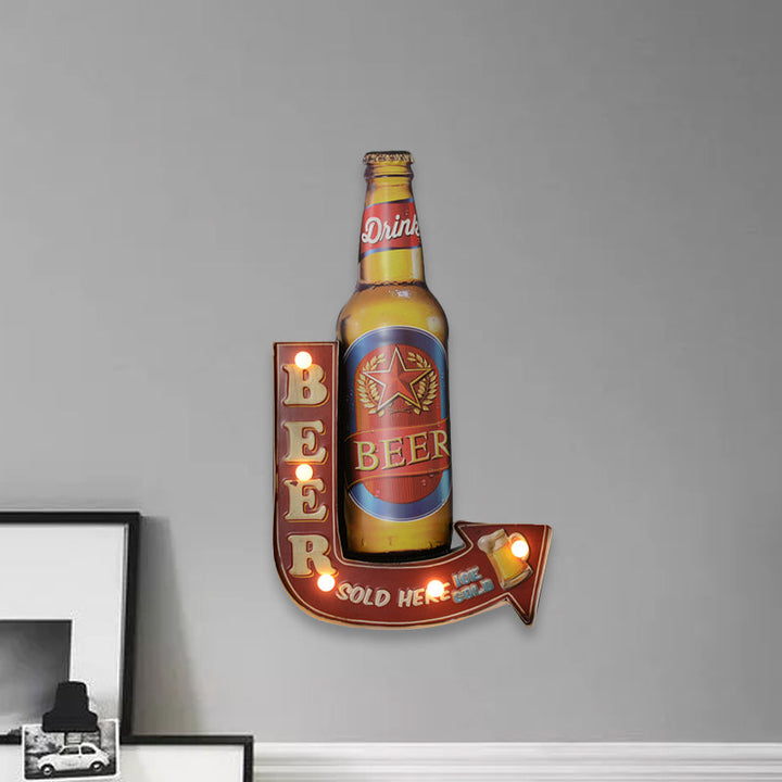 Skørter | Beer/Car/Anchor Sign Flush Wall Lamp Modern Metal Restaurant Battery Powered LED Night Light in Black and Red/Pink/Blue and Yellow