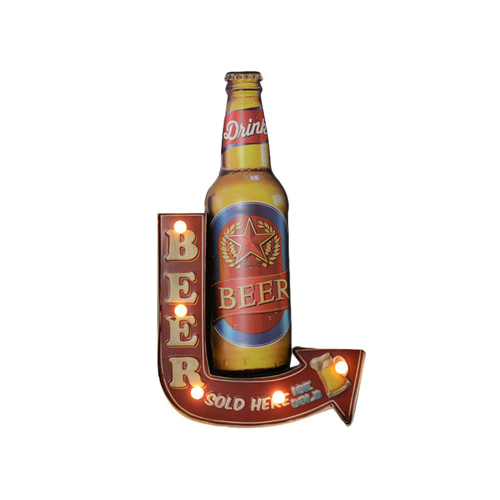 Skørter | Beer/Car/Anchor Sign Flush Wall Lamp Modern Metal Restaurant Battery Powered LED Night Light in Black and Red/Pink/Blue and Yellow