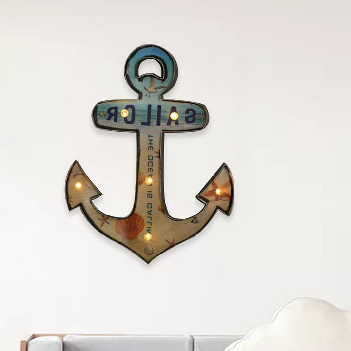Skørter | Beer/Car/Anchor Sign Flush Wall Lamp Modern Metal Restaurant Battery Powered LED Night Light in Black and Red/Pink/Blue and Yellow