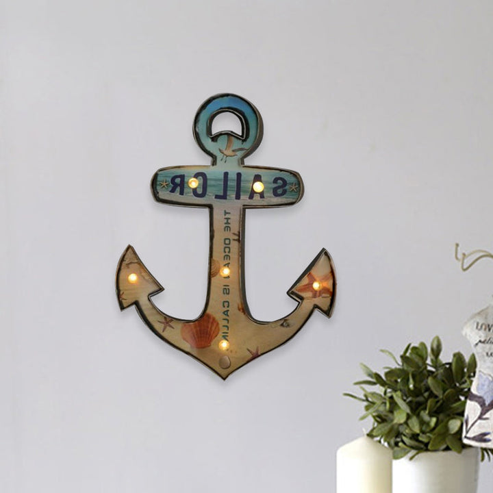 Skørter | Beer/Car/Anchor Sign Flush Wall Lamp Modern Metal Restaurant Battery Powered LED Night Light in Black and Red/Pink/Blue and Yellow
