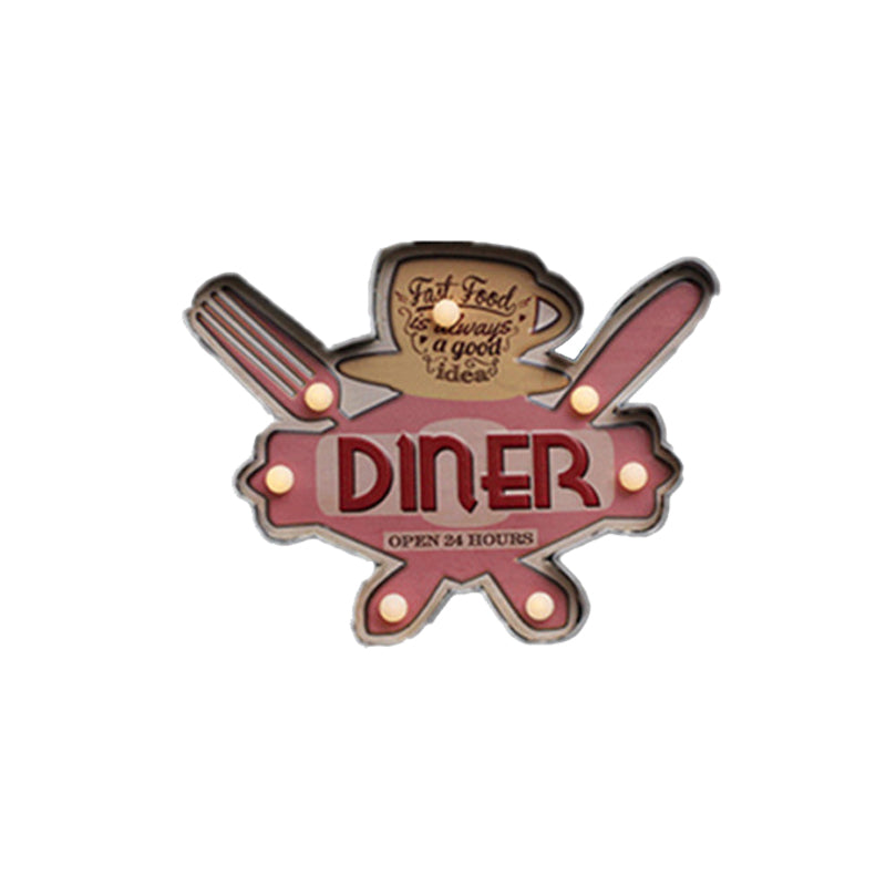 Skørter | Beer/Car/Anchor Sign Flush Wall Lamp Modern Metal Restaurant Battery Powered LED Night Light in Black and Red/Pink/Blue and Yellow
