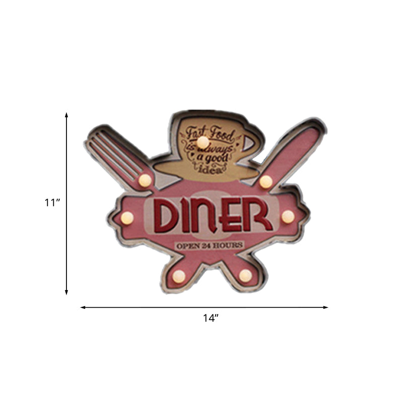 Skørter | Beer/Car/Anchor Sign Flush Wall Lamp Modern Metal Restaurant Battery Powered LED Night Light in Black and Red/Pink/Blue and Yellow