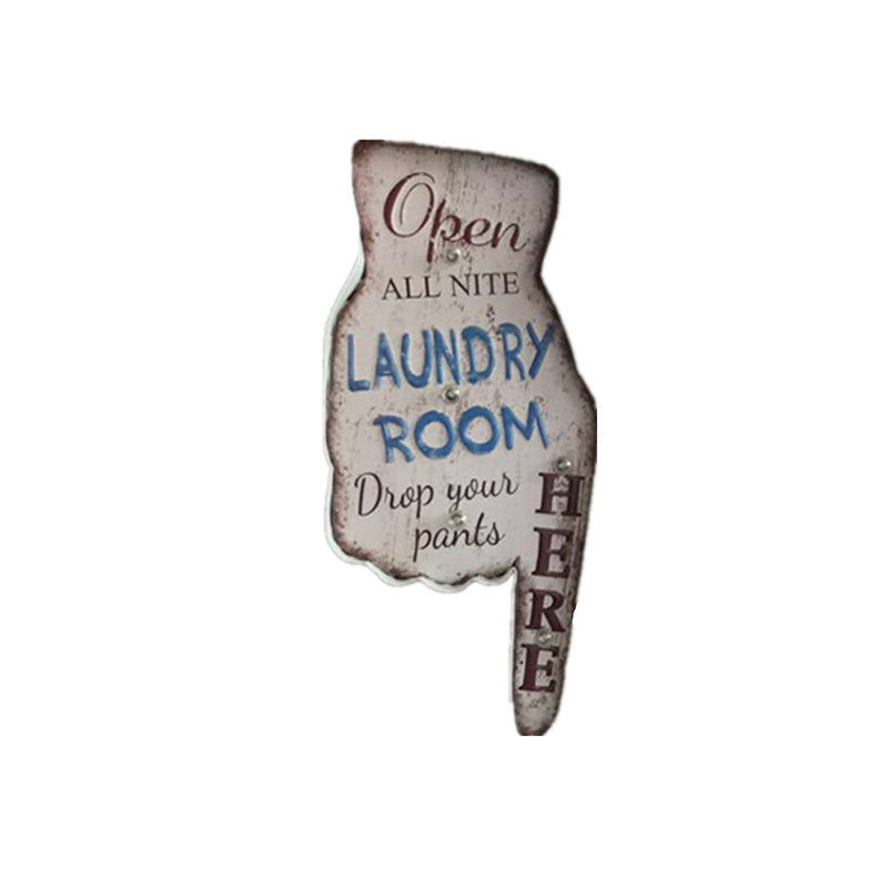 Skørter | Direction Finger Signage Wall Light Vintage Metal Worn White LED Night Light for Laundry Shop