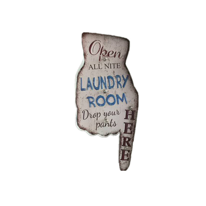 Skørter | Direction Finger Signage Wall Light Vintage Metal Worn White LED Night Light for Laundry Shop