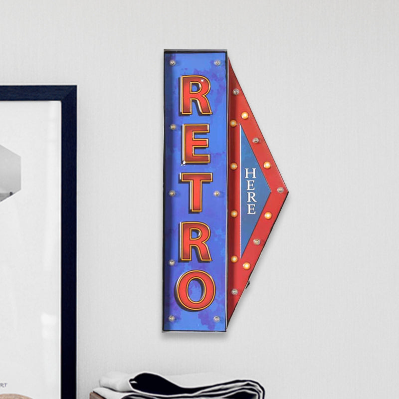 Skørter | Conical Shield Club Wall Mount Lamp Iron Vintage LED Night Light in Blue and Red