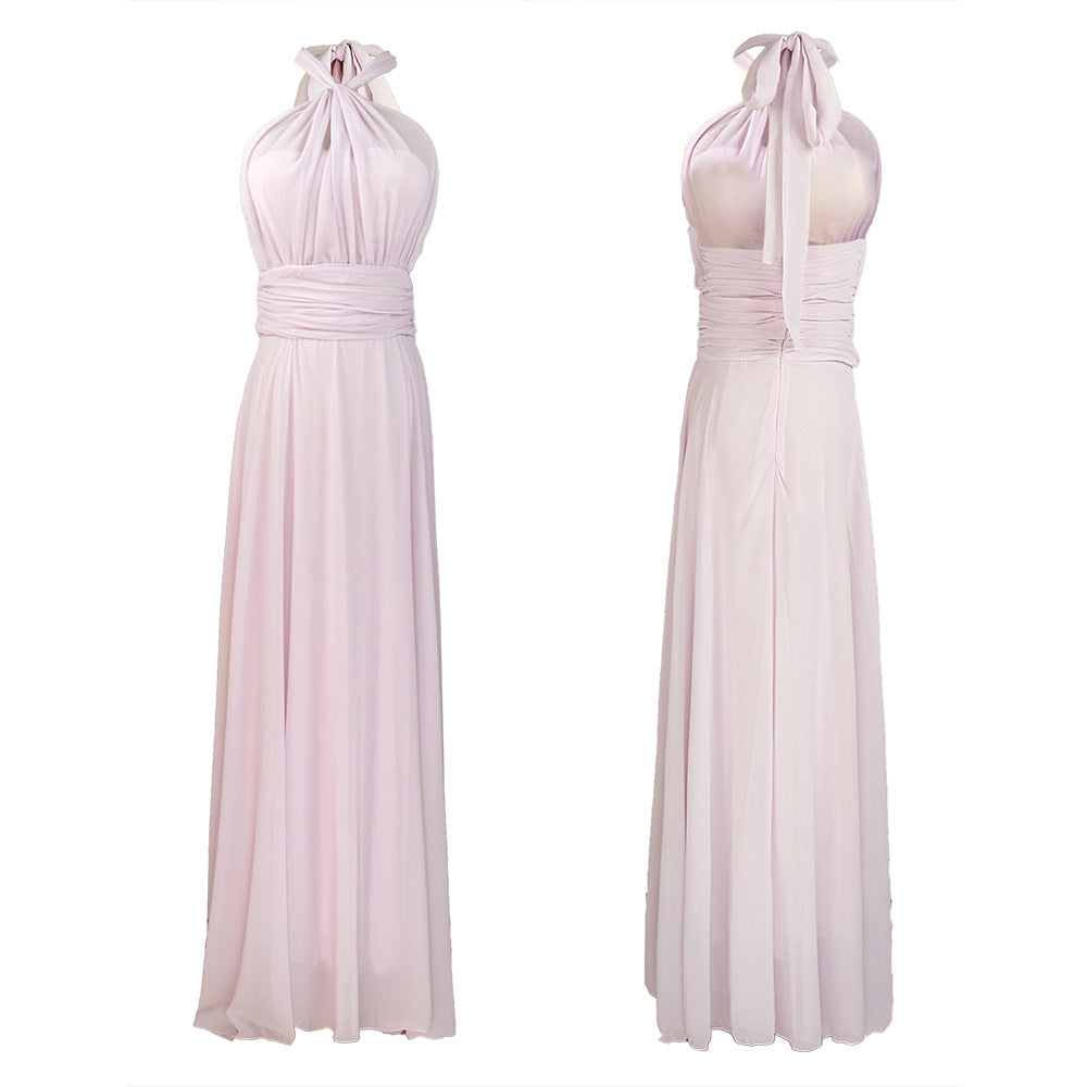 Women's maxi dress with elegant wrap top and flowing skirt