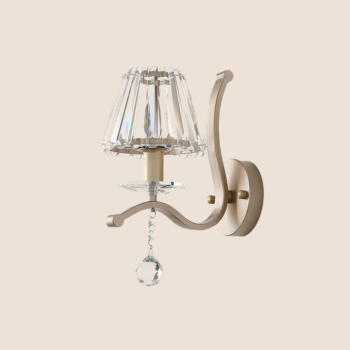 Skørter | Crystal Prism Antique Gold Wall Lamp Conical 1 Head Minimalist Wall Mounted Light Fixture