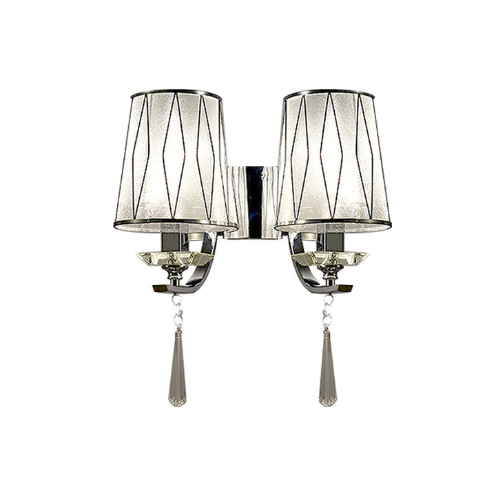 Lisslune | 1/2-Pear Wall Light Modern diamond pattern Barrel PVC Wall Lamp in Chrome with K9 Crystal Drops