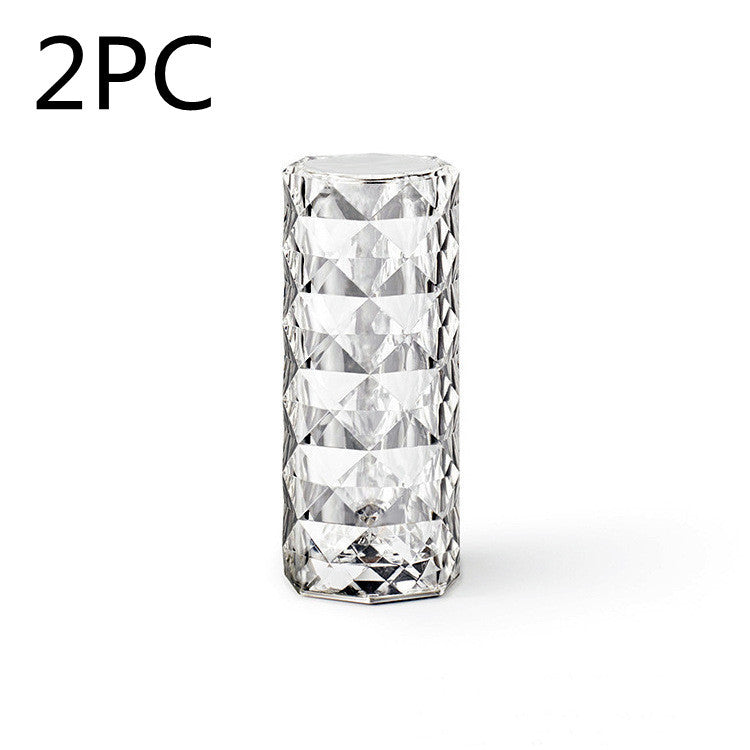 Lisslune | Nordic Crystal Lamp USB Table Lamps Bedroom Touch Dimming Atmosphere Diamond Night Light Rose Projector Lamp Decor