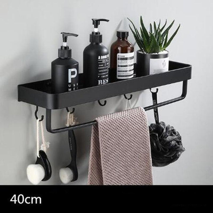 Lisslune | Black bathroom shelf made of space aluminum for wall mounting