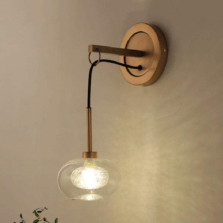 Lisslune | Oval Living Room Wall Light Fixture Industrial Clear Glass 1 Light Brass Wall Switch Lamp