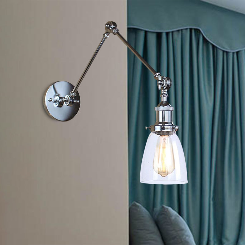 Lisslune | Tapered Accent Wall Lamp Antique Clear Glass 1 Light Black/Silver/Brass Wall Lamp with Swingarm