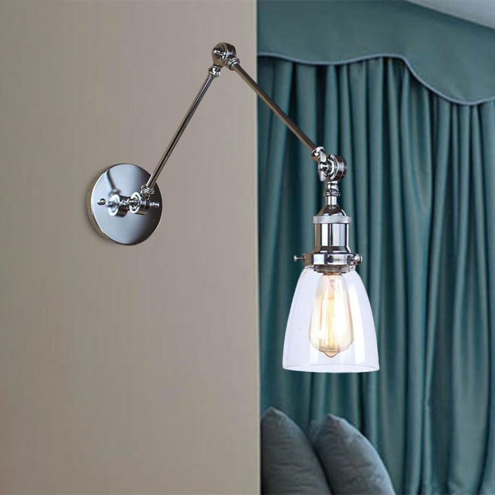 Lisslune | Tapered Accent Wall Lamp Antique Clear Glass 1 Light Black/Silver/Brass Wall Lamp with Swingarm